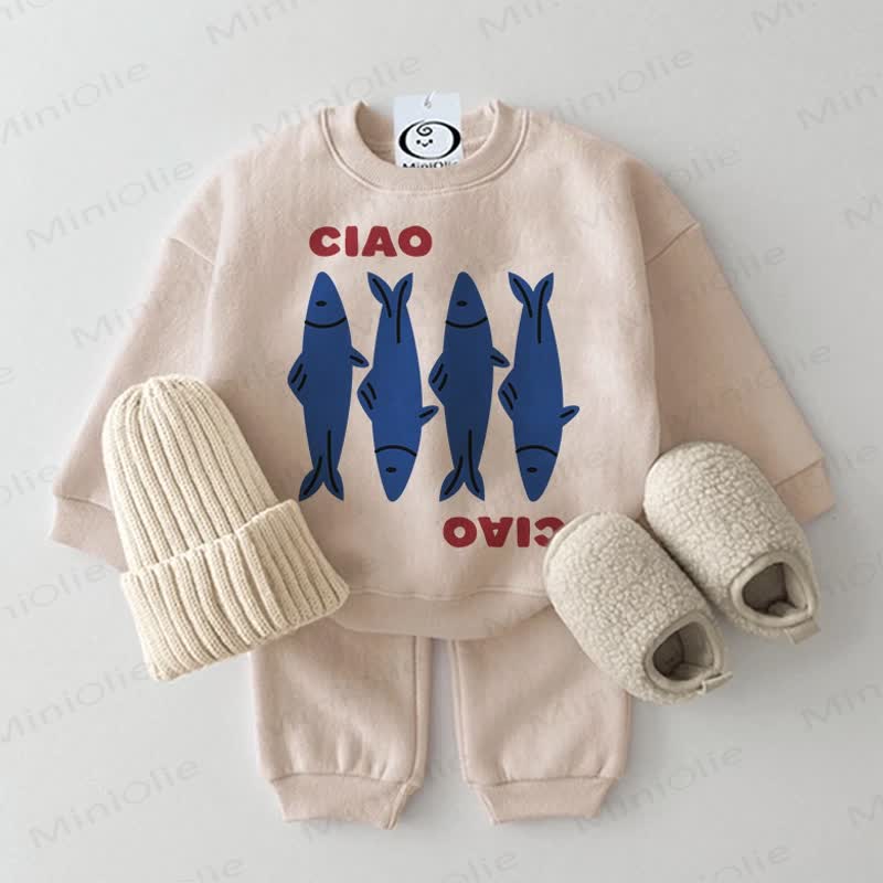 CIAO Baby 2-Piece Fishes Beige Set - Beige - 2-3T - image 1