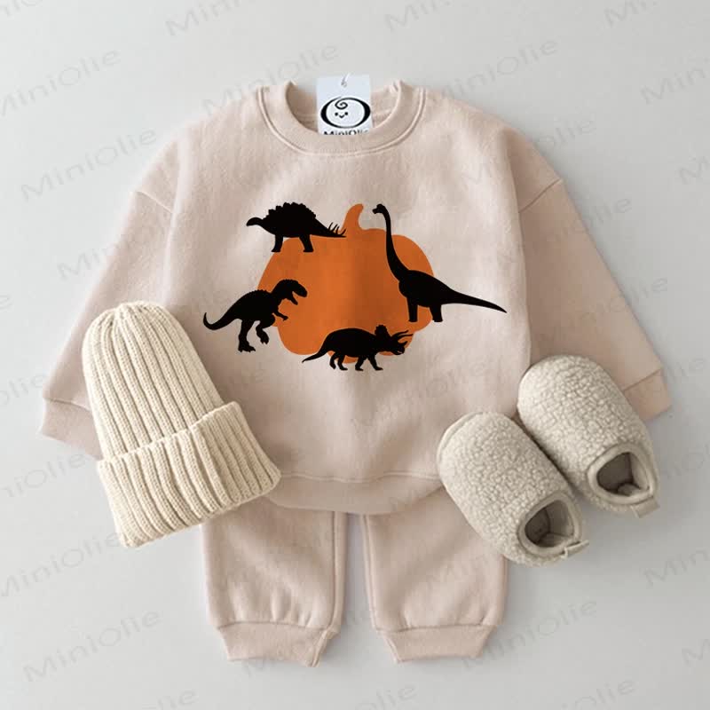 Baby 2-Piece Pumpkin Dinosaur Beige Set - Beige - 2-3T - image 1