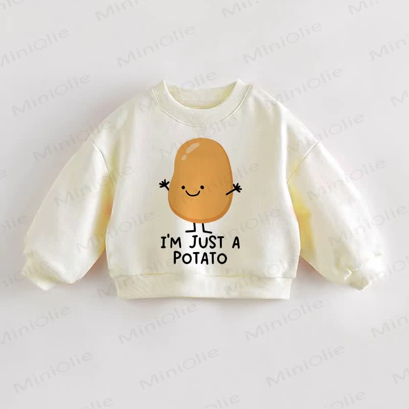 I'M JUST A POTATO Baby Toddler Sweatshirt - Cream - 3-5T - image 1