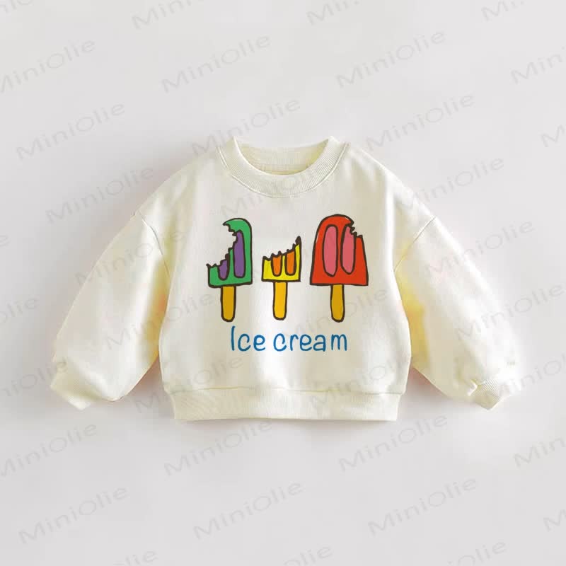 ICE CREAM Baby Toddler Eaten Popsicles Sweatshirt - Cream - 3-5T - image 1