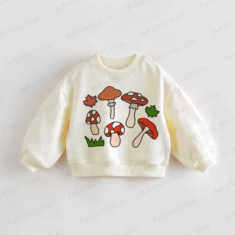 Baby Toddler Various Mushroom Sweatshirt - Cream - 3-5T - image 1