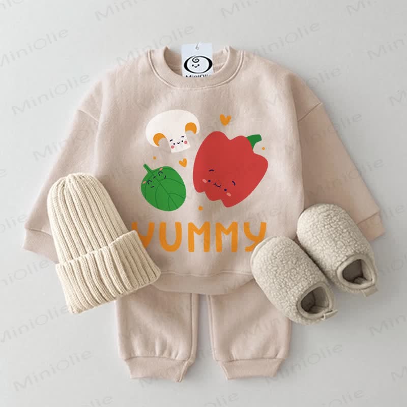 YUMMY Baby 2-Piece Vegetable Beige Set - Beige - 2-3T - image 1