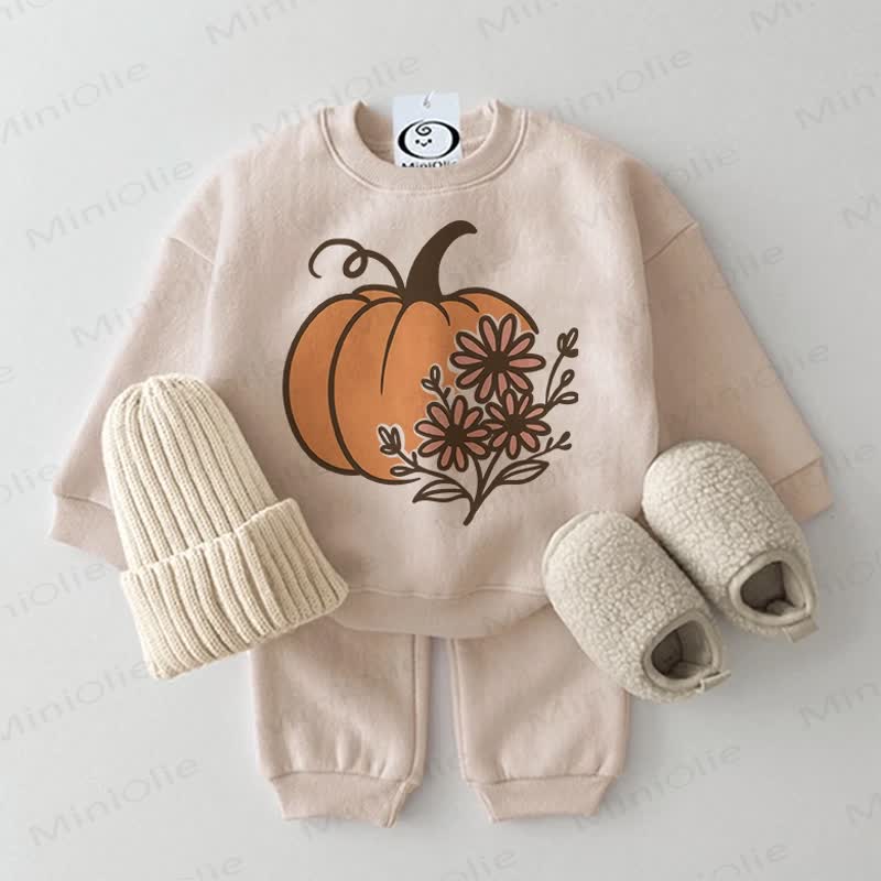 Baby 2-Piece Pumpkin Flower Beige Set - Beige - 2-3T - image 1