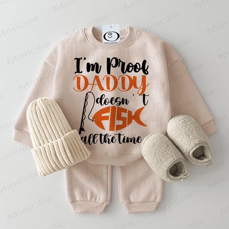 I'M PROOF DADDY DOESN'T FISH ALL THE TIME Baby Set - Beige - 2-3T - image 1