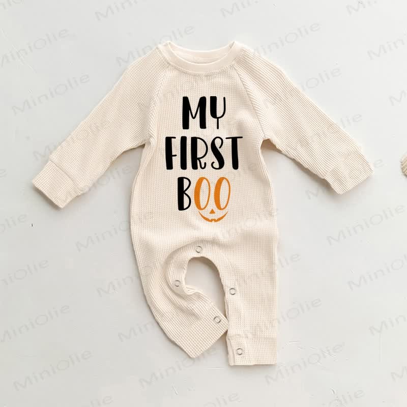 MY FIRST BOO Baby Waffle Beige Romper - Beige - 18-24M - image 1