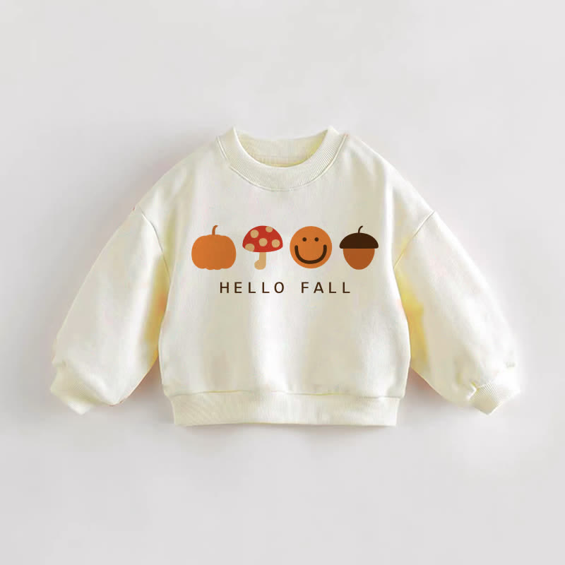 HELLO FALL Baby Toddler Pumpkin Sweatshirt - Cream - 3-5T - image 1
