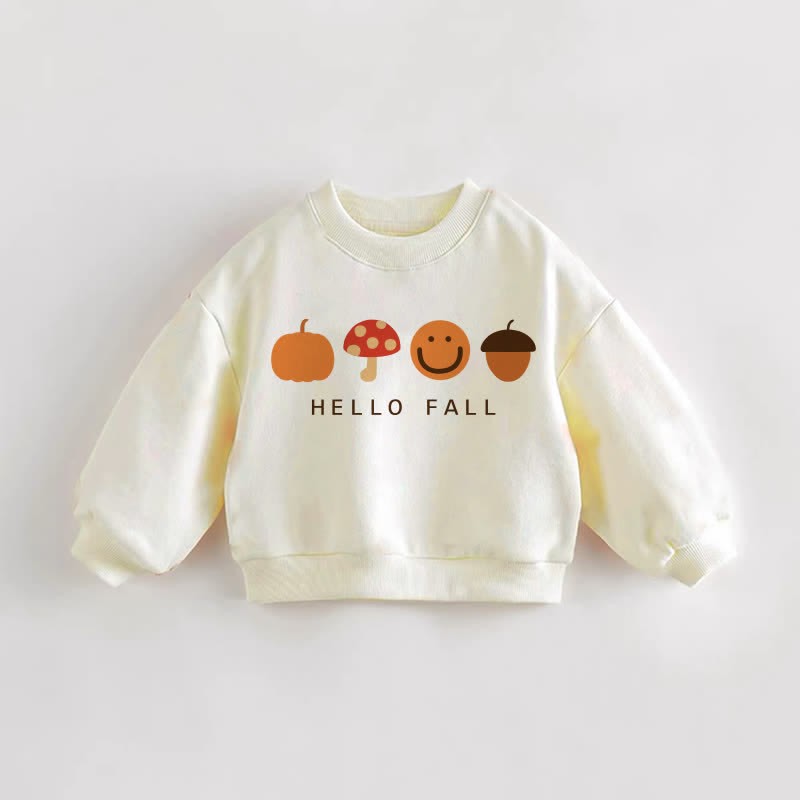 HELLO FALL Baby Toddler Pumpkin Sweatshirt - Cream - 3-5T - image 1