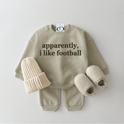 APPARENTLY, I LIKE FOOTBALL Baby 2-Piece Set - Grey Green - 2-3T - image 1