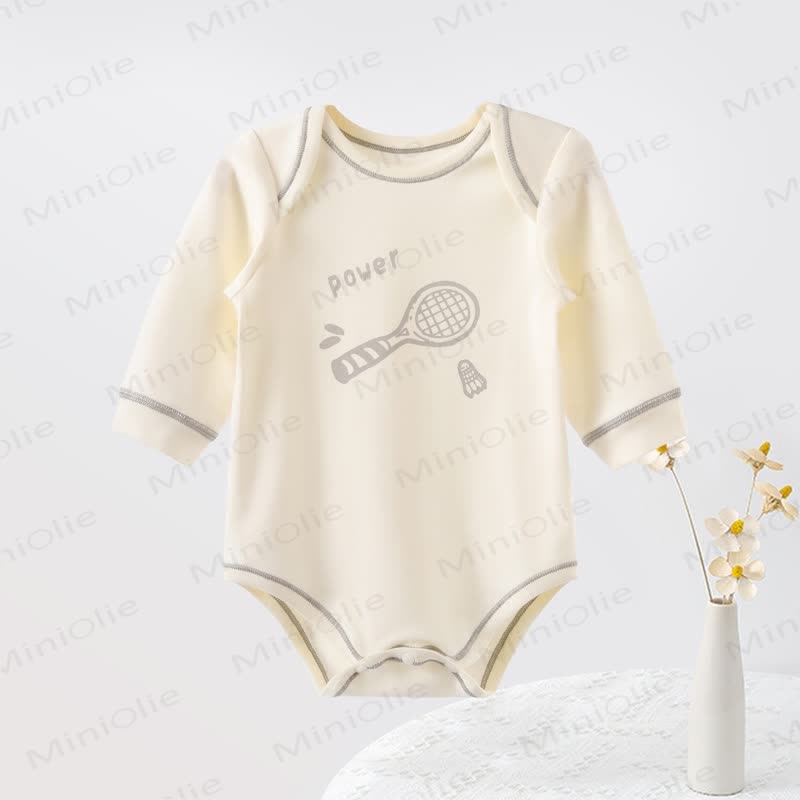 POWER Baby Badminton Pajamas Bodysuit - Beige - 6-12M - image 2