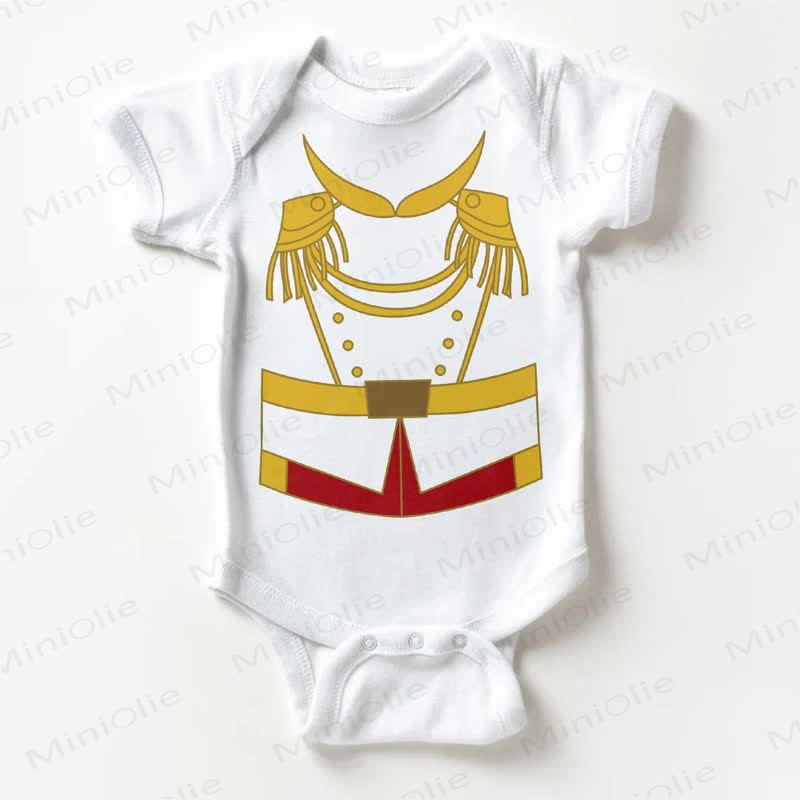 Baby Prince Uniform Printed White Bodysuit - White - 18-24M - image 1