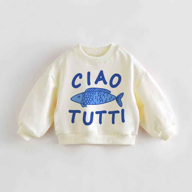 CIAO TUTTI Baby Toddler Fish Sweatshirt - Cream - 3-5T - image 1