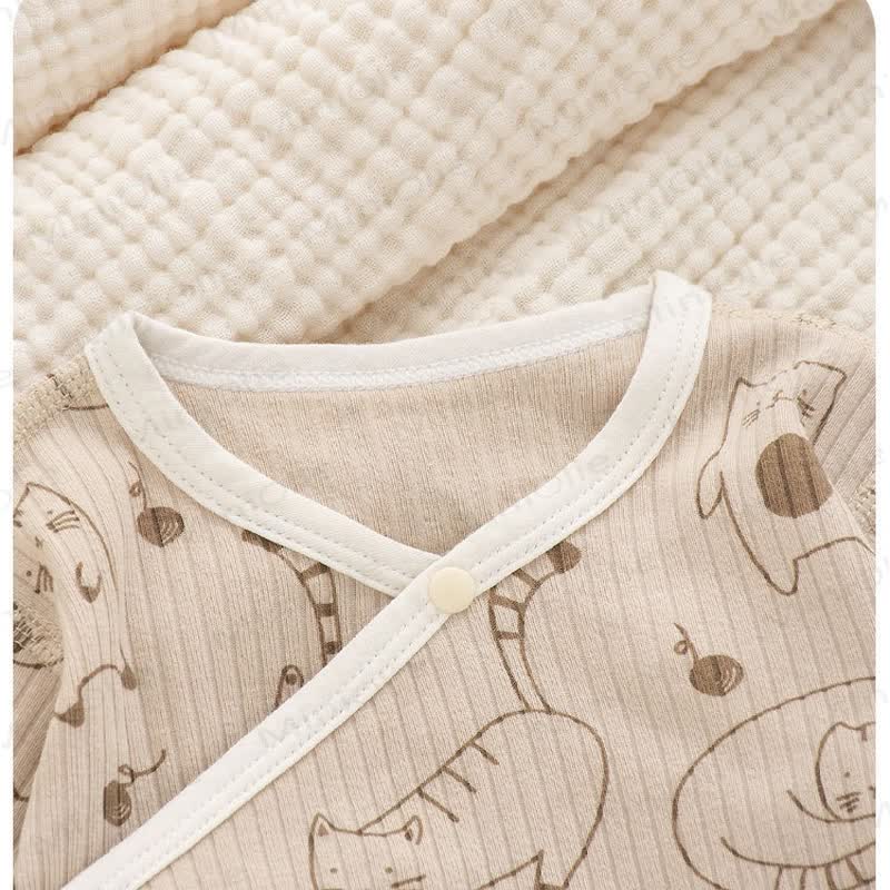 Baby Newborn Cat Ribbed Kimono Bodysuit - image 2