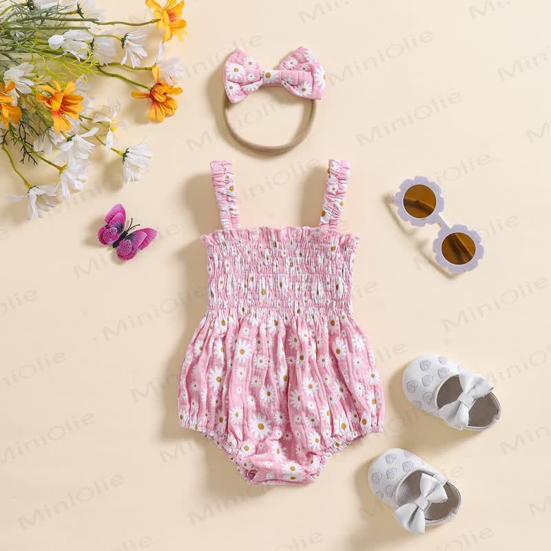 Baby Daisy Strap Bodysuit with Headband - Pink - 12-18M - image 2
