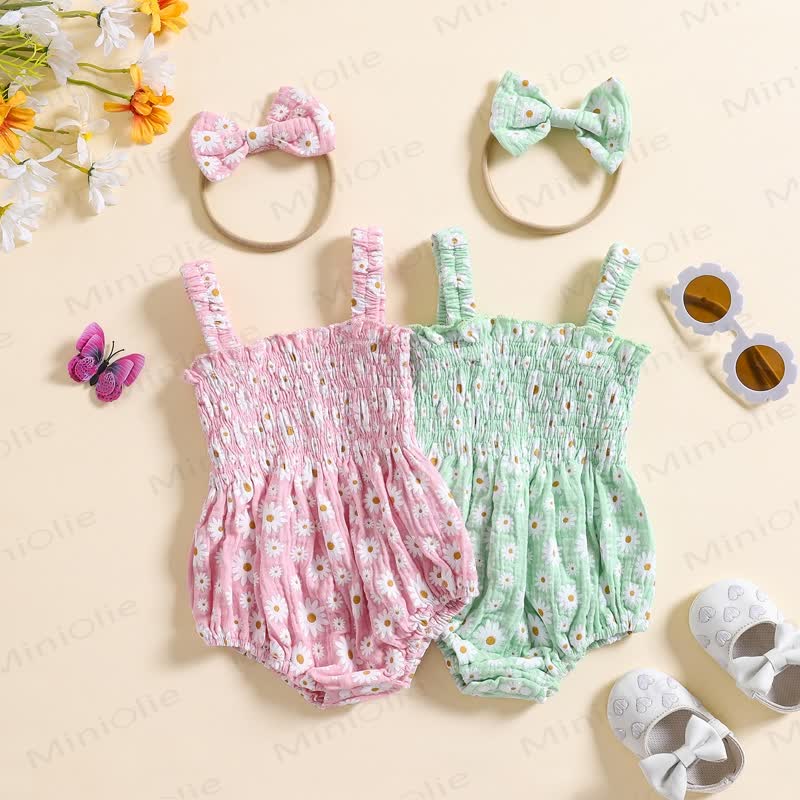 Baby Daisy Strap Bodysuit with Headband - image 1
