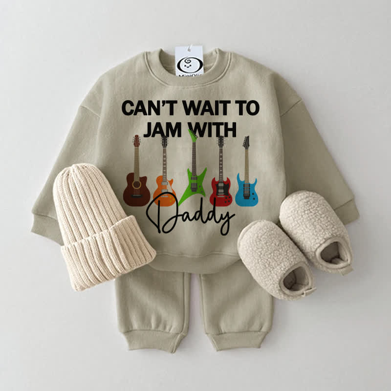 CAN'T WAIT TO JAM WITH DADDY Baby Guitar 2-Piece Set - Grey Green - 2-3T - image 1