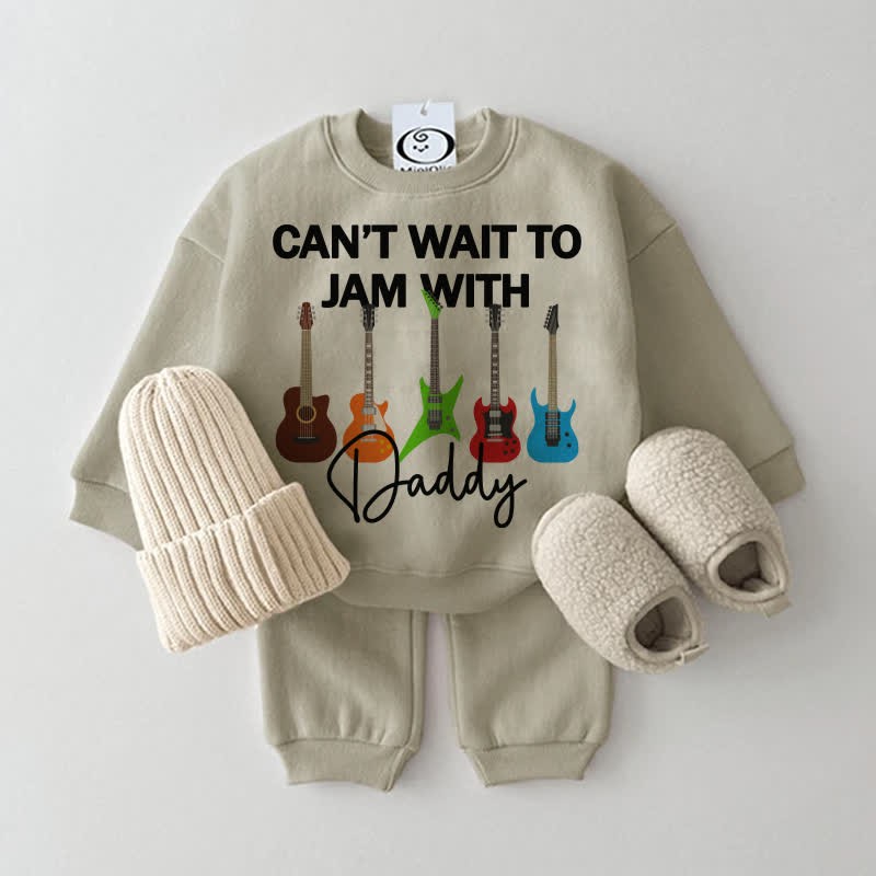 CAN'T WAIT TO JAM WITH DADDY Baby Guitar 2-Piece Set - Grey Green - 2-3T - image 1