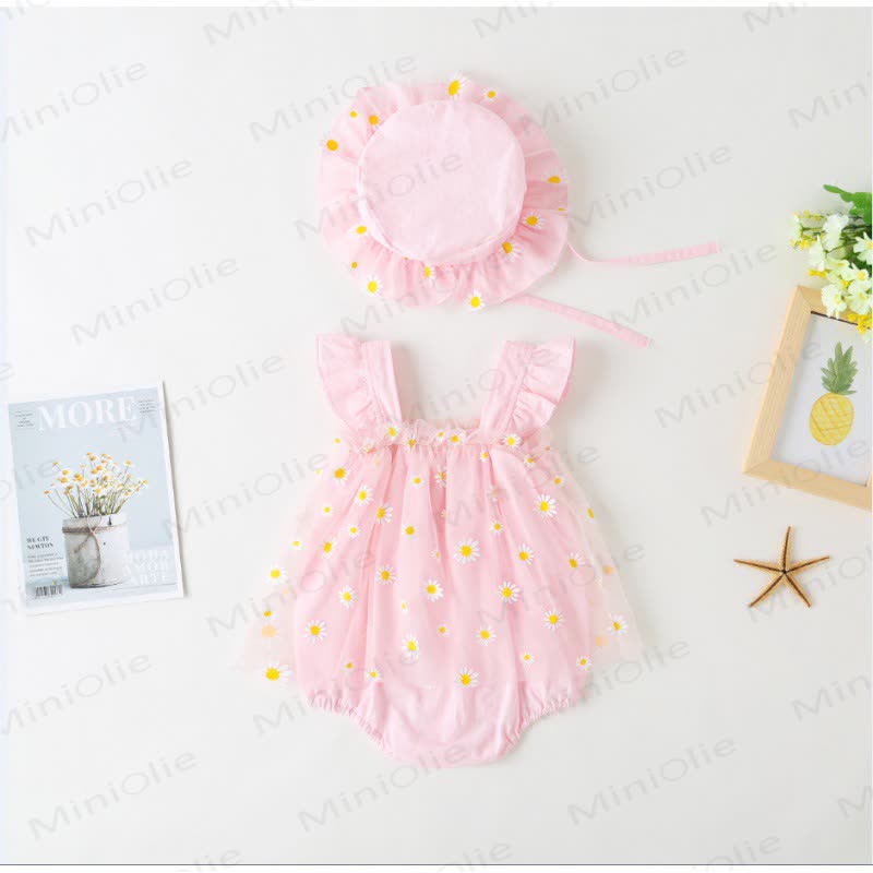 Baby Daisy Mesh Bodysuit with Hat - image 2