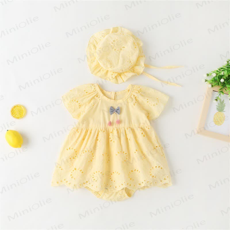 Baby Cherry Skirted Bodysuit with Hat - Yellow - 18-24M - image 1