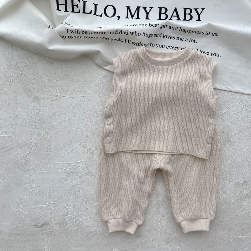 Baby 2-Piece Beige Plain Knit Set - image 2