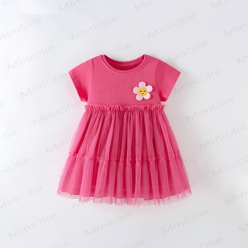 Toddler Youthful Flower Tulle Pink Dress - Pink - 12Y - image 1