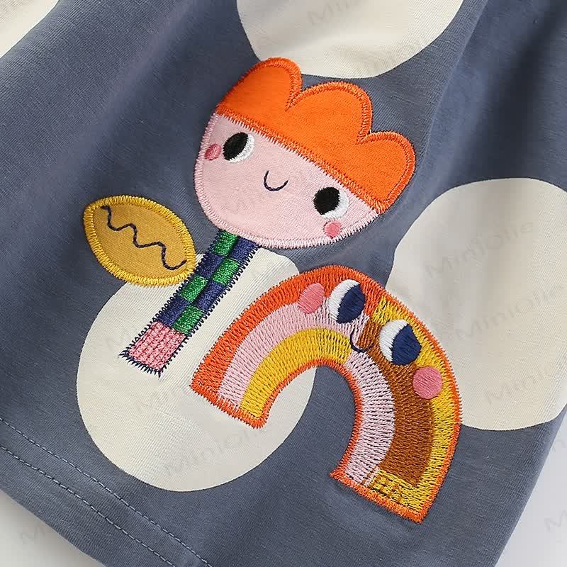 Toddler Dots Flower Rainbow Grey Dress - image 5