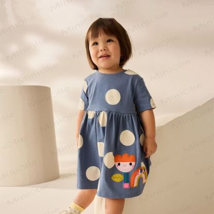Toddler Dots Flower Rainbow Grey Dress - image 2
