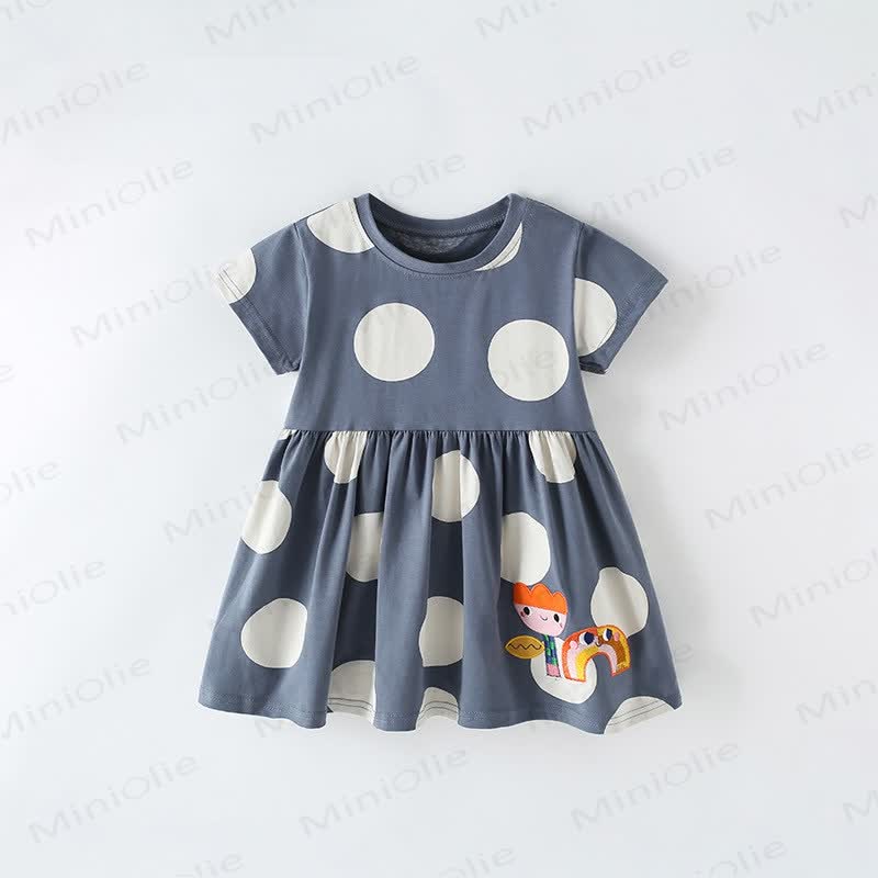 Toddler Dots Flower Rainbow Grey Dress - Grey - 12Y - image 1