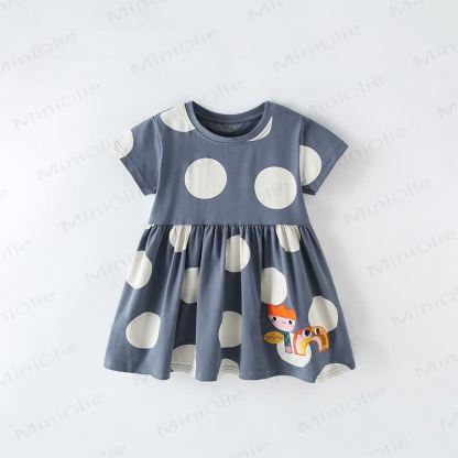 Toddler Dots Flower Rainbow Grey Dress - Grey - 12Y - image 1