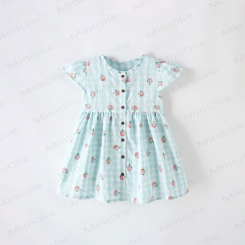 Toddler Green Plaid Peach Lovely Dress - Green - 12Y - image 1