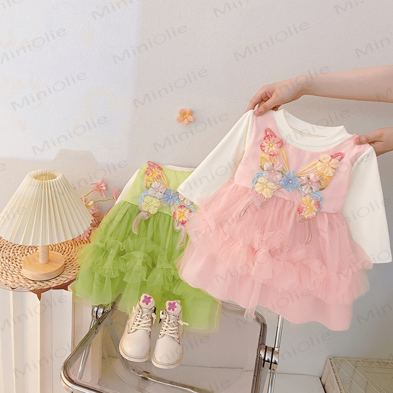 Baby Toddler Flower Butterfly Tulle Dress - image 2