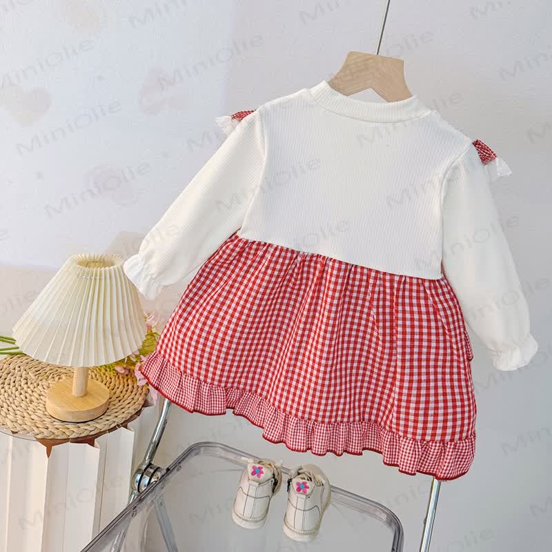 Baby Toddler Cherry Plaid Lace Dress - image 2
