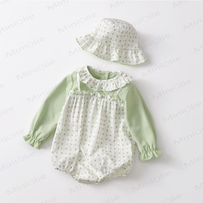 Baby Dot Waffle Bodysuit with Hat - Green - 18-24M - image 1