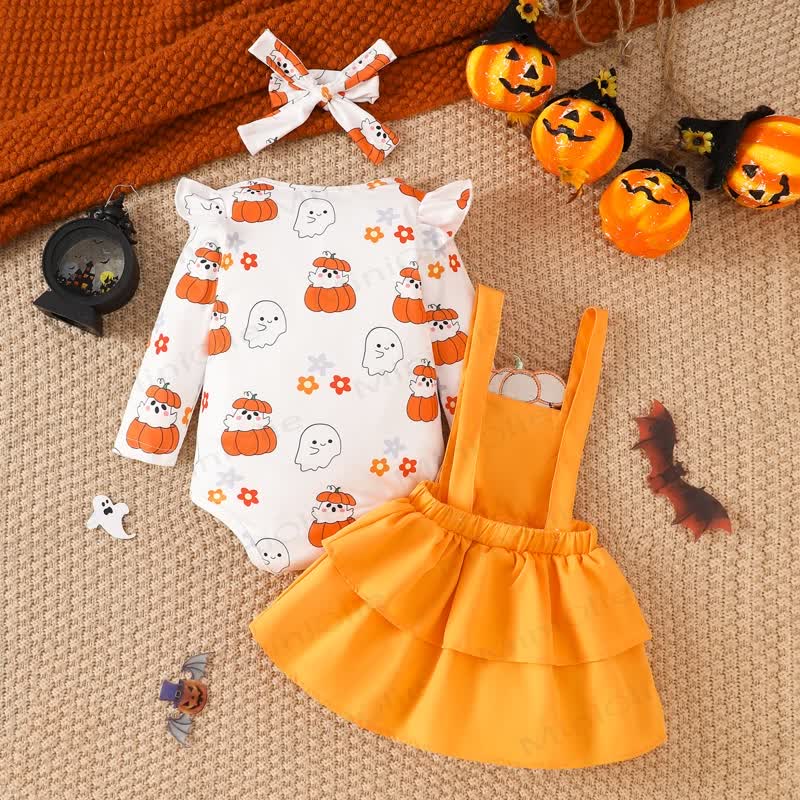 Baby 2-Piece Ghost Pumpkin Set with Headband - image 2
