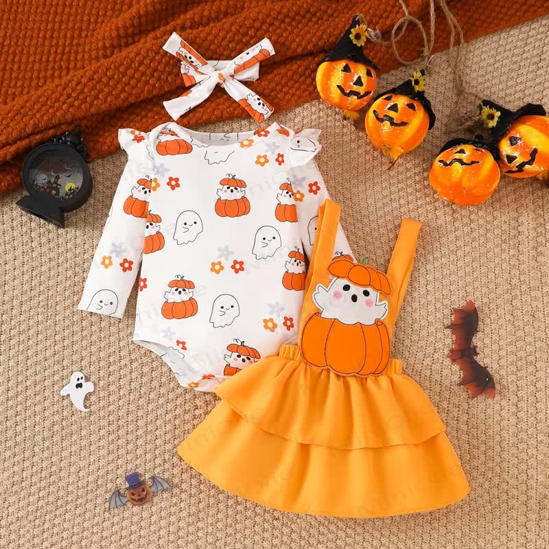 Baby 2-Piece Ghost Pumpkin Set with Headband - Orange - 12-18M - image 1