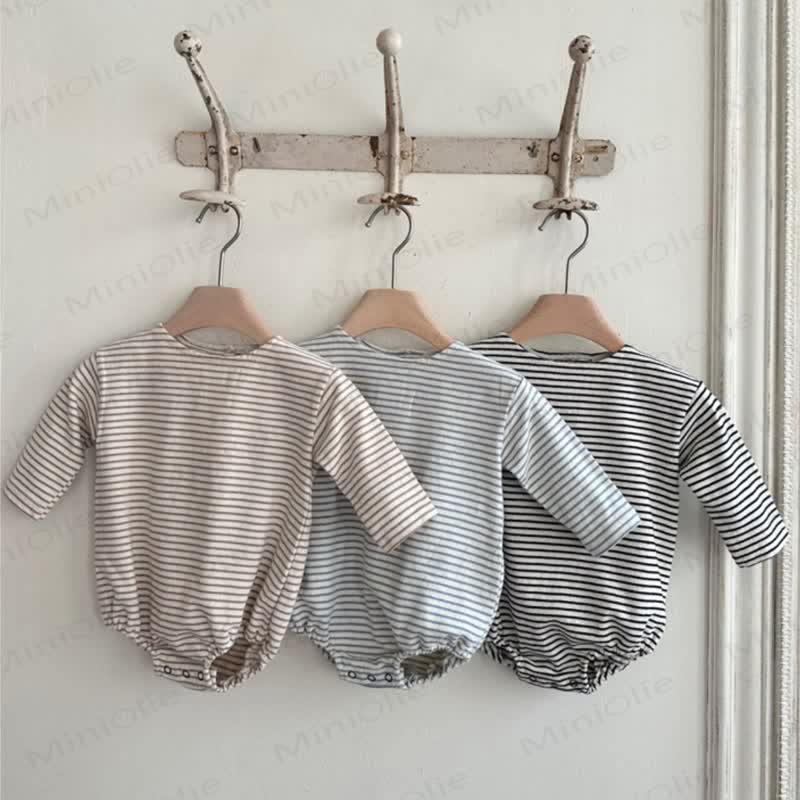 Baby Striped Cotton Bodysuit - image 1