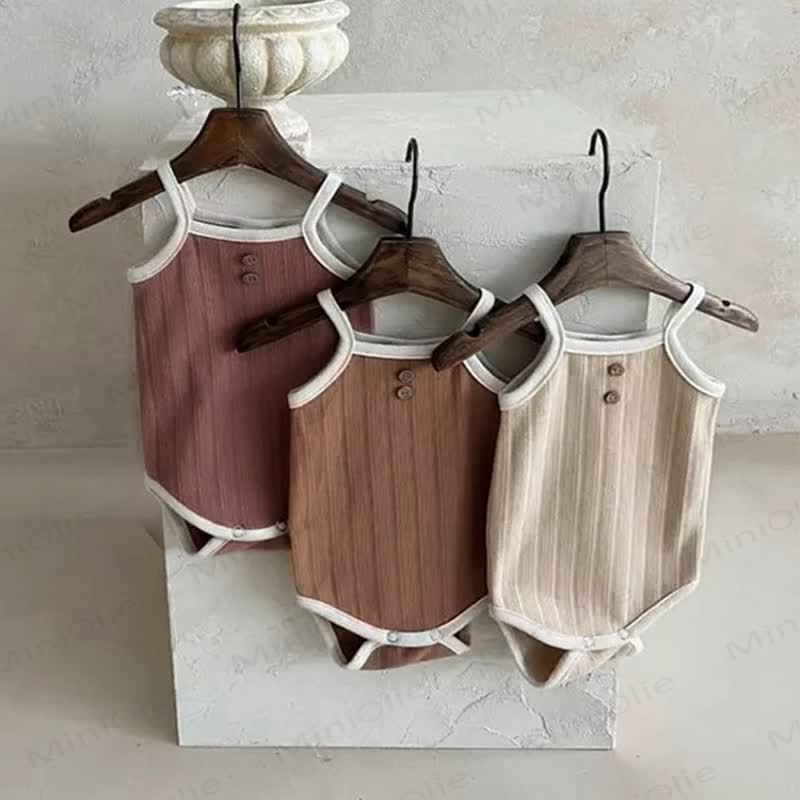 Baby Solid Color Strap Bodysuit - image 1