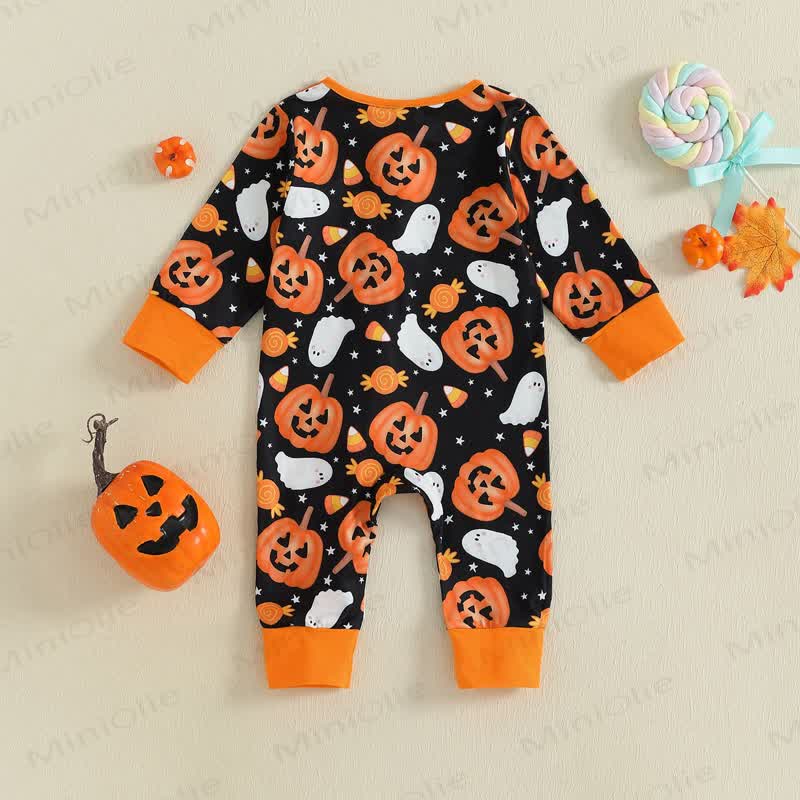 Baby Halloween Pumpkin Black Romper - image 2