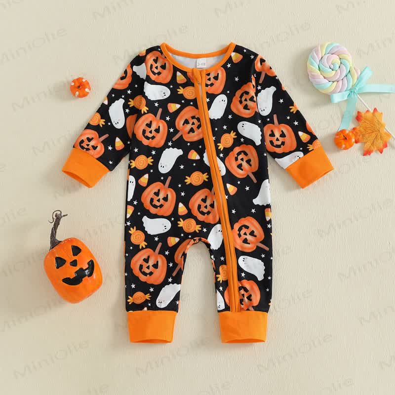 Baby Halloween Pumpkin Black Romper - Black - 6-12M - image 1