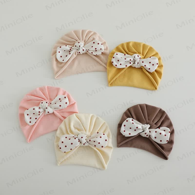 Baby Newborn Dots Bow Hat - image 2