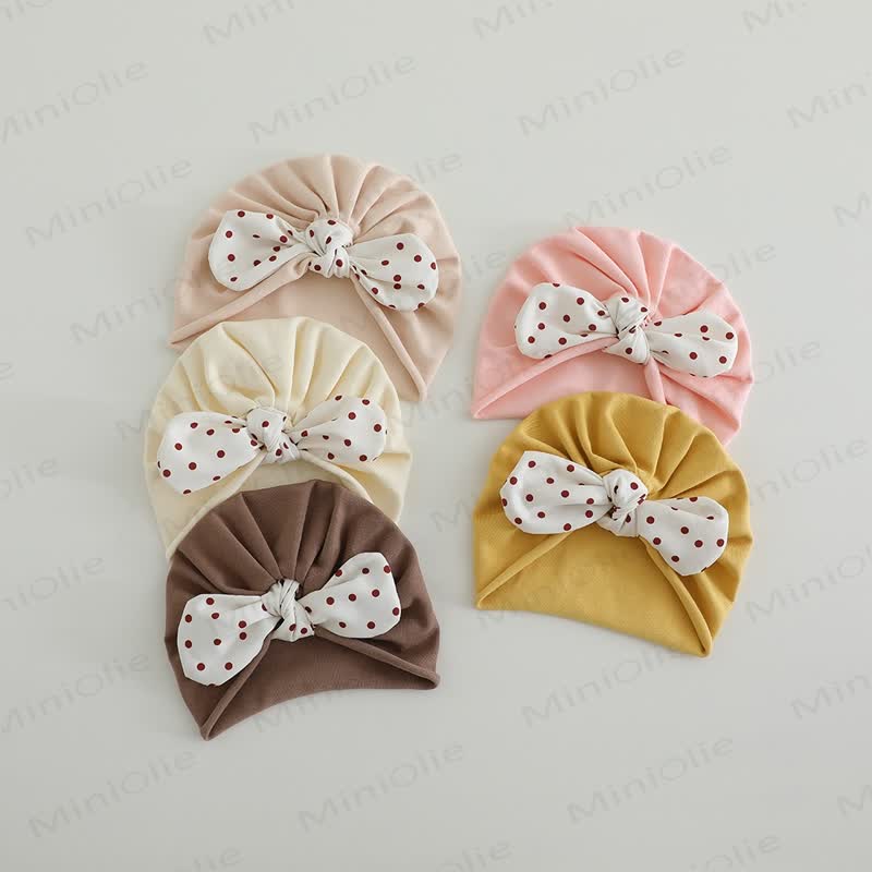 Baby Newborn Dots Bow Hat - image 1