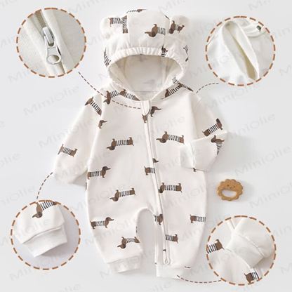Baby Dinosaur Dachshund Moon Hooded Romper - image 3