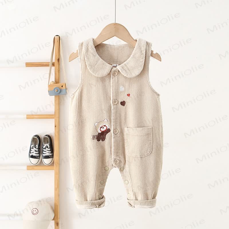 Baby Toddler Cute Bear Corduroy Overalls - Beige - 3-5T - image 2