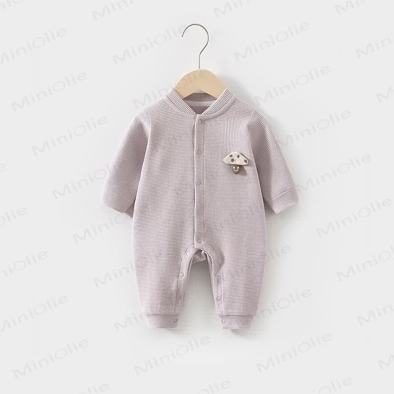 Baby Mushroom Patch Waffle Romper - Purple - 18-24M - image 4