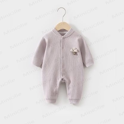 Baby Mushroom Patch Waffle Romper - Purple - 18-24M - image 4
