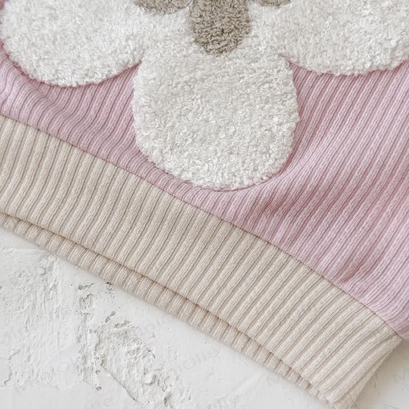 Baby 2-Piece Flower Sweatshirt and Pants Ribbed Set - image 6