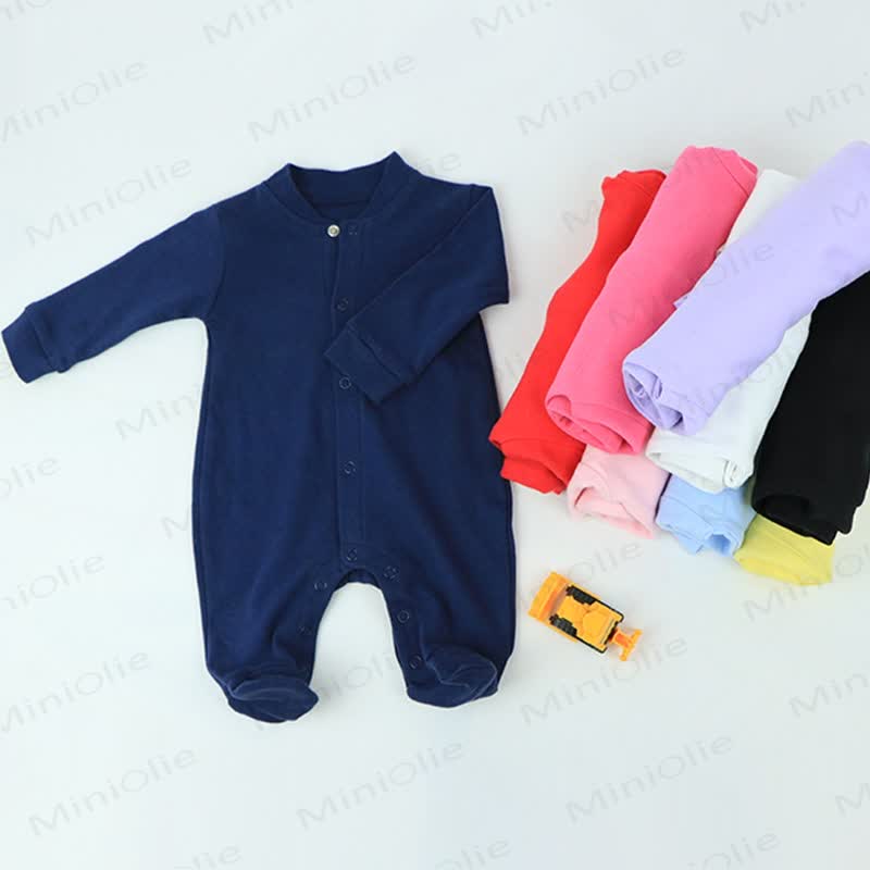 Baby Solid Color Foot-covering Romper - image 1