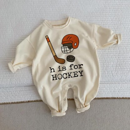 H IS FOR HOCKEY Baby Beige Romper - Beige - 2-3T - image 1