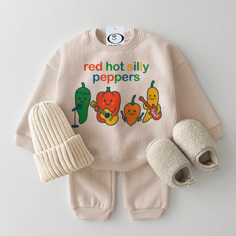 RED HOT SILLY PEPPERS Baby 2-piece Beige Set - Beige - 2-3T - image 1
