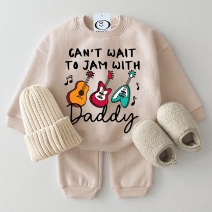 CAN'T WAIT TO JAM WITH DADDY Baby Guitar 2-piece Beige Set - Beige - 2-3T - image 1