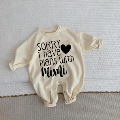 SORRY I HAVE PLANS WITH MIMI Baby Beige Romper - Beige - 2-3T - image 1